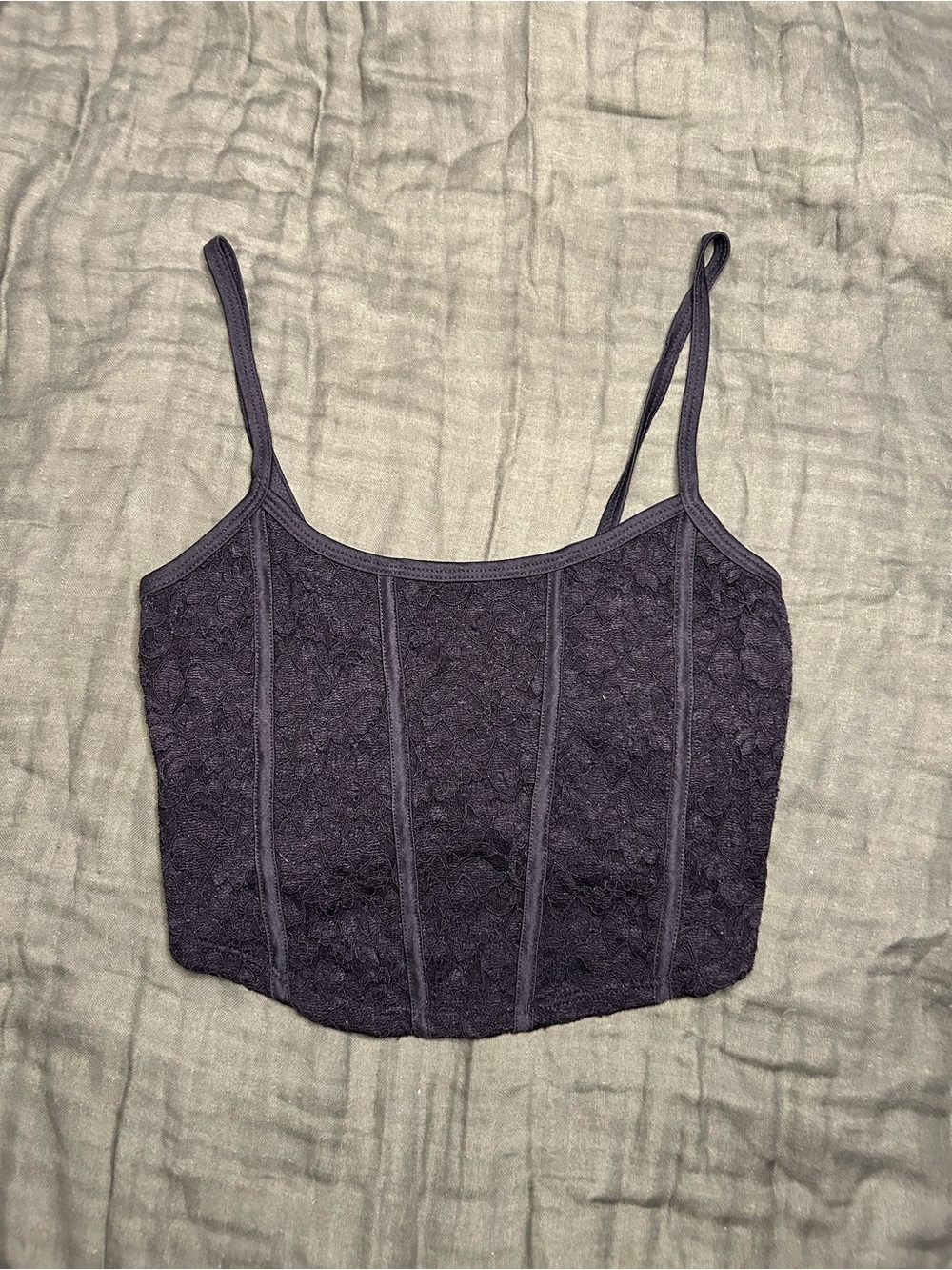 Lace Corset-Style Camisole Tank Top - Dark Purple